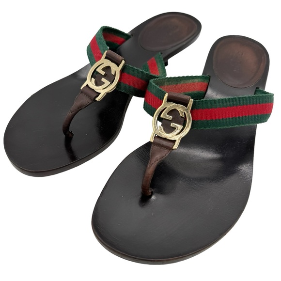 Gucci 'Lifford' GG Interlocking Nylon Thong Kitten Heels Authentic 💯 - Picture 2 of 14